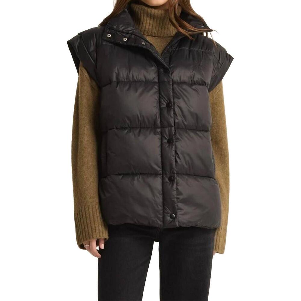 NEW Z SUPPLY sundown oversized puffer vest in black